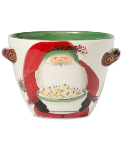 VIETRI OLD ST. NICK HANDLED DEEP SERVING BOWL WITH POPCORN