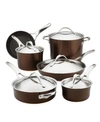 Anolon Nouvelle 11-pc. Copper Luxe Sable Hard-anodized Non-stick Cookware Set In Sable