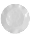 Q SQUARED RUFFLE WHITE MELAMINE DINNER PLATES, SET OF 4