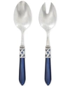 Vietri Aladdin Antique Aqua 2-piece Salad Server Set In Navy