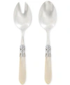 Vietri Aladdin Brilliant Aqua 2-piece Salad Server Set In Ivory