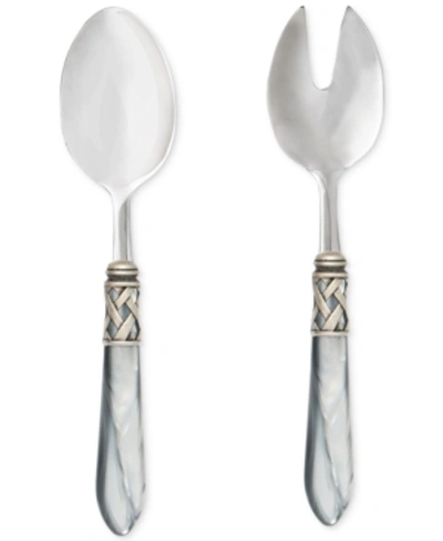 Vietri Aladdin Brilliant Aqua 2-piece Salad Server Set In Lt/pas Gry