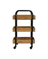 OCEANSTAR PORTABLE STORAGE CART WITH 3 EASY REMOVABLE BAMBOO TRAYS