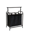 Oceanstar 3-bag Rolling Laundry Sorter With Adjustable Hanging Bar In Bronze