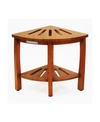 Oceanstar Corner Spa Shower Bench Seat With Storage Shelf In Teak Color