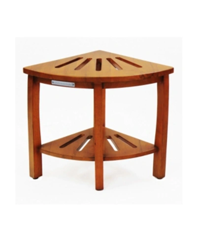 Oceanstar Corner Spa Shower Bench Seat With Storage Shelf In Teak Color