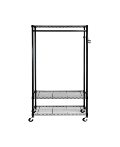 Oceanstar Garment Rack With Adjustable Shelves With Hooks In Black