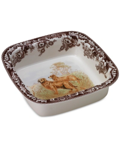 Spode Woodland Dog Square Dish In Brown