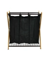 Oceanstar X-frame Bamboo 3-bag Laundry Sorter In Brown