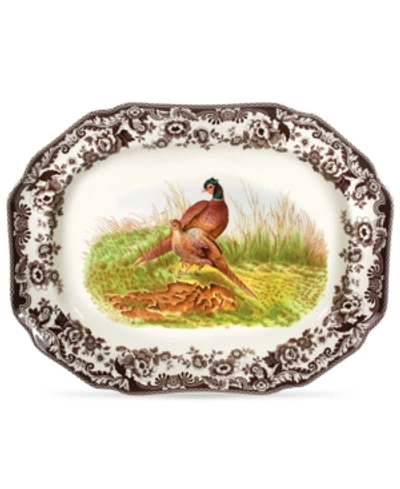 Spode Woodland Pheasant Octagonal Platter In Brown