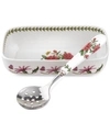 PORTMEIRION 2-PC. BOTANIC GARDEN CRANBERRY DISH & SLOTTED SPOON