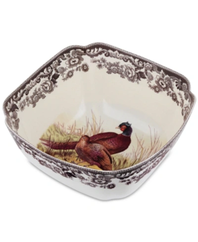 Spode Woodland Pheasant Square Serving Bowl In Brown