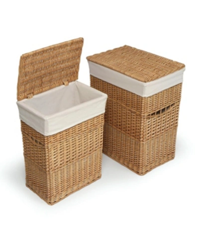 Badger Basket Wicker Two Hamper Set With Liners In Natural