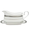 Noritake Odessa Platinum Gravy Boat And Tray In Silver