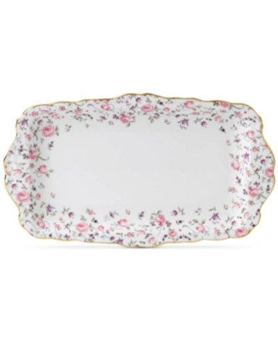 Royal Albert Rose Confetti Vintage China Sandwich Tray In White