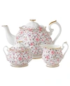 ROYAL ALBERT ROSE CONFETTI 3-PIECE TEA SET