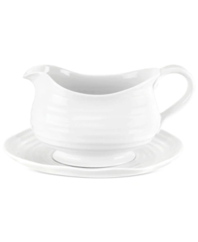 PORTMEIRION SOPHIE CONRAN WHITE GRAVY BOAT & STAND