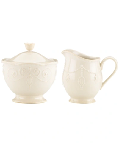 LENOX DINNERWARE, FRENCH PERLE SUGAR AND CREAMER SET