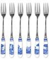 Spode Set Of 6 Pastry Forks In Blue/white