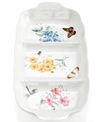 LENOX BUTTERFLY MEADOW PORCELAIN THREE-PART DIVIDED SERVER
