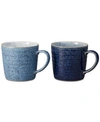 Denby Studio Blue 2-pc. Ridged Mug Set In Blue