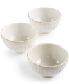 Lenox French Perle Groove Collection Stoneware 3-pc. Mini Bowls Set In White