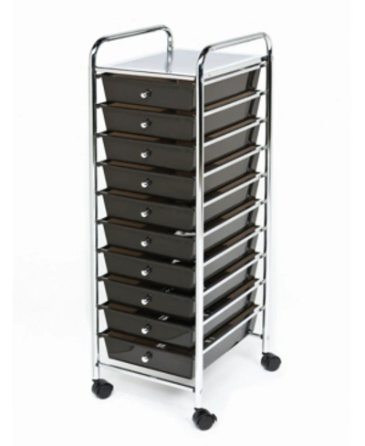 Seville Classics 10 Drawer Organizer Cart In Black