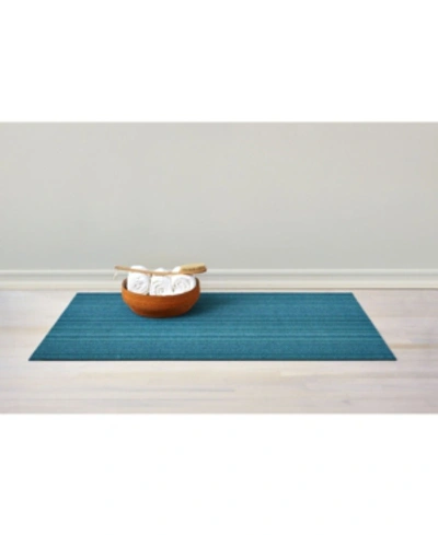 Chilewich Skinny Stripe Utility Floor Mat, 24" X 36" In Turquoise