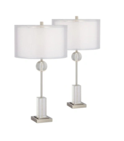 Pacific Coast Metal And Crystal Table Lamps - Set Of 2 In Silver