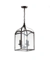 Jonathan Y Ruth 4-light Lantern Metal, Glass Led Pendant In Black