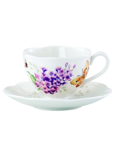Lenox Butterfly Meadow Butterfly Cup And Saucer Set In Orange Sulphur