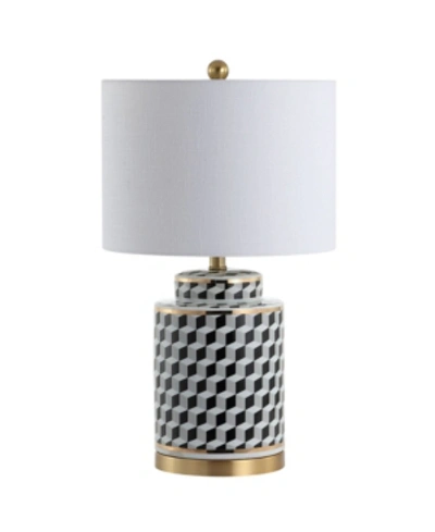 Jonathan Y Ellie 24.5" Tumbling Block Ceramic,metal Led Table Lamp In White