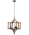AB HOME ANDREAS WOOD AND IRON ROUND CHANDELIER