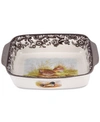 Spode Woodland Bird Rectangular Handled Dish In Brown