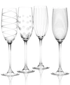 MIKASA "CLEAR CHEERS" FLUTES, SET OF 4