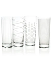 MIKASA CHEERS PATTERNED HIGHBALL GLASSES, SET OF 4