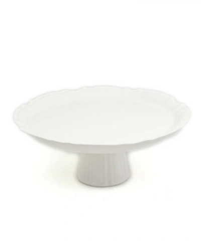 Euro Ceramica Chloe White Footed Cake Plate In Soft White