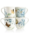 Lenox Set Of 4 Butterfly Meadow Blue Assorted Mugs