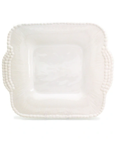 Euro Ceramica Sarar White Square Platter With Handles In Natural White