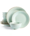 Lenox French Perle Groove Blue 12 Pc. Dinnerware Set, Service For 4 In Ice Blue