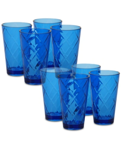 Certified International Cobalt Blue Diamond Acrylic 8-pc. Iced Tea Glass Set