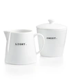 THE CELLAR WHITEWARE WORDS COLLECTION LIGHT & SWEET SUGAR & CREAMER, CREATED FOR MACY'S