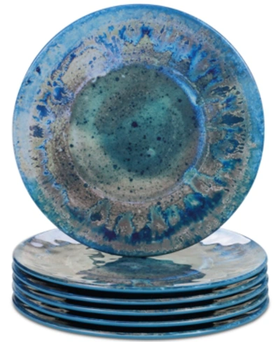 Certified International Melamine Set Of 6 Radiance Teal Dinner Plates
