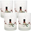 CULVER MELTING SNOWMAN 14OZ FROSTED DOUBLE OLD FASHIONED GLASS, SET OF 4