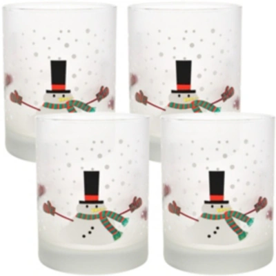 Culver Melting Snowman 14oz Frosted Double Old Fashioned Glass, Set Of 4 In Multi