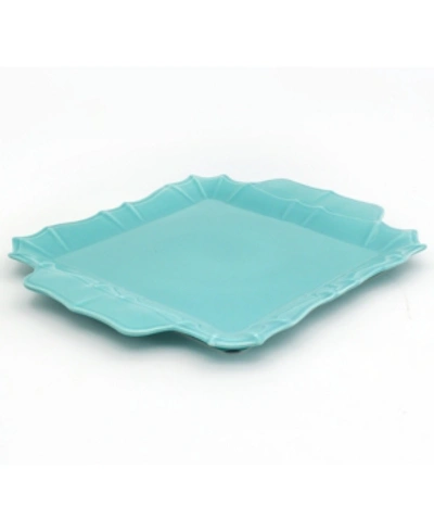 Euro Ceramica Chloe Turquoise Square Platter With Handles