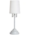All The Rages Simple Designs Table Lamp With Fabric Shade And Hanging Acrylic Beads In White