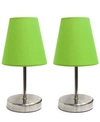 All The Rages Simple Designs Sand Nickel Mini Basic Table Lamp With Fabric Shade 2 Pack Set In Green