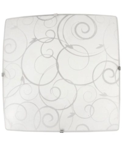 All The Rages Simple Designs Square Flush Mount Ceiling Light With Scroll Swirl Design In White
