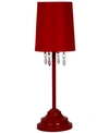 ALL THE RAGES SIMPLE DESIGNS TABLE LAMP WITH FABRIC SHADE AND HANGING ACRYLIC BEADS